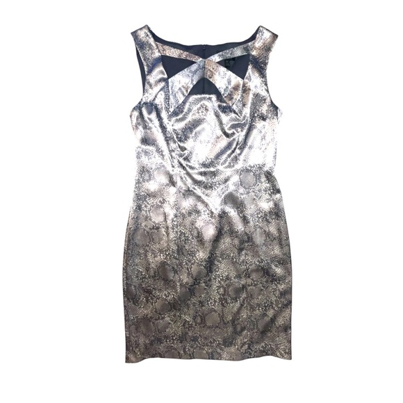 Y2K Connected Apparel Faux Snakeskin Print Sleeveless Dress Front Cutouts Size 6 - Picture 1 of 8